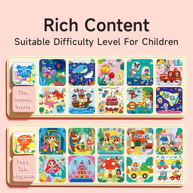 Happygo Water Coloring and Doodle Books for Toddlers, Paint with Water Activity Books, Travel Toys for Kids