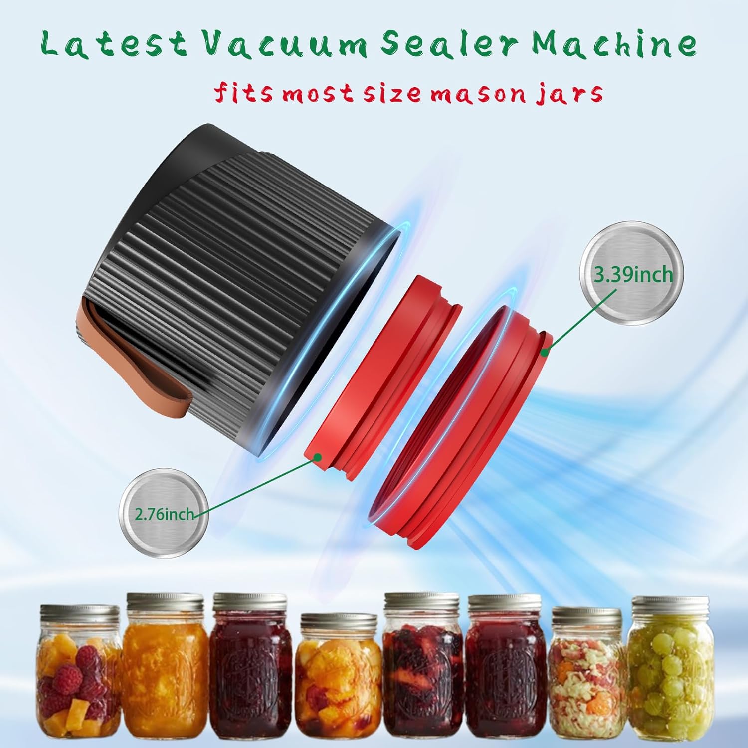 3 IN 1 Portable Automatic Mason Jar Vacuum Sealer Kit for Food Storage and Preservation
