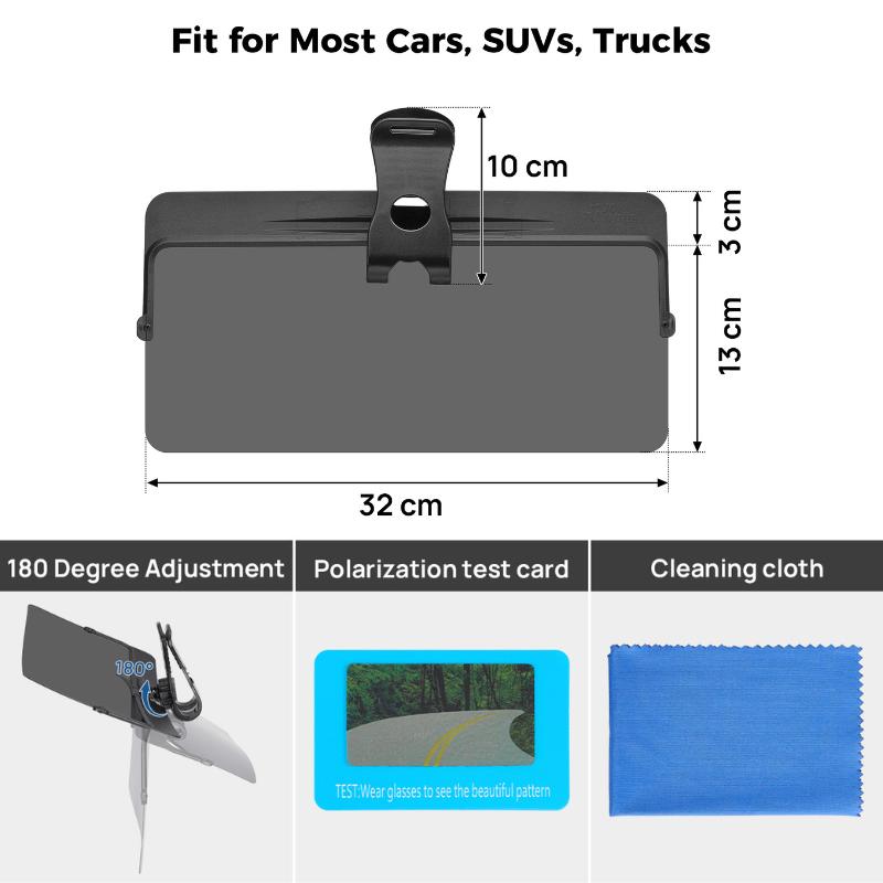 JOYTUTUS Car Sun Visor, Universal Anti-Glare Polarized Visor Extender, UV400 Anti-Glare/UV/Stray Light,