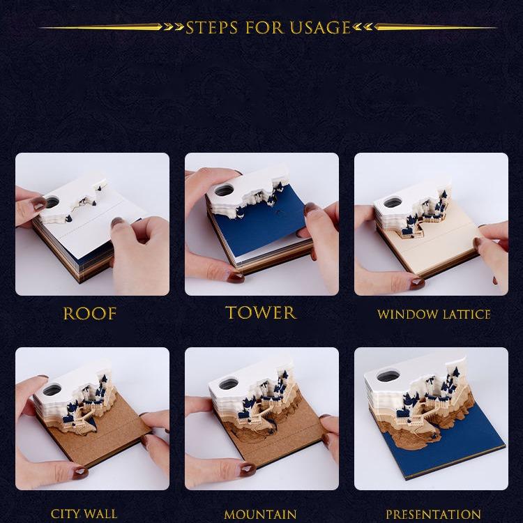 2024 Newest Hogwarts Castle 3D Memo Note Calendar with Upgraded Packing, Collection A Halloween Gift For Your Friends