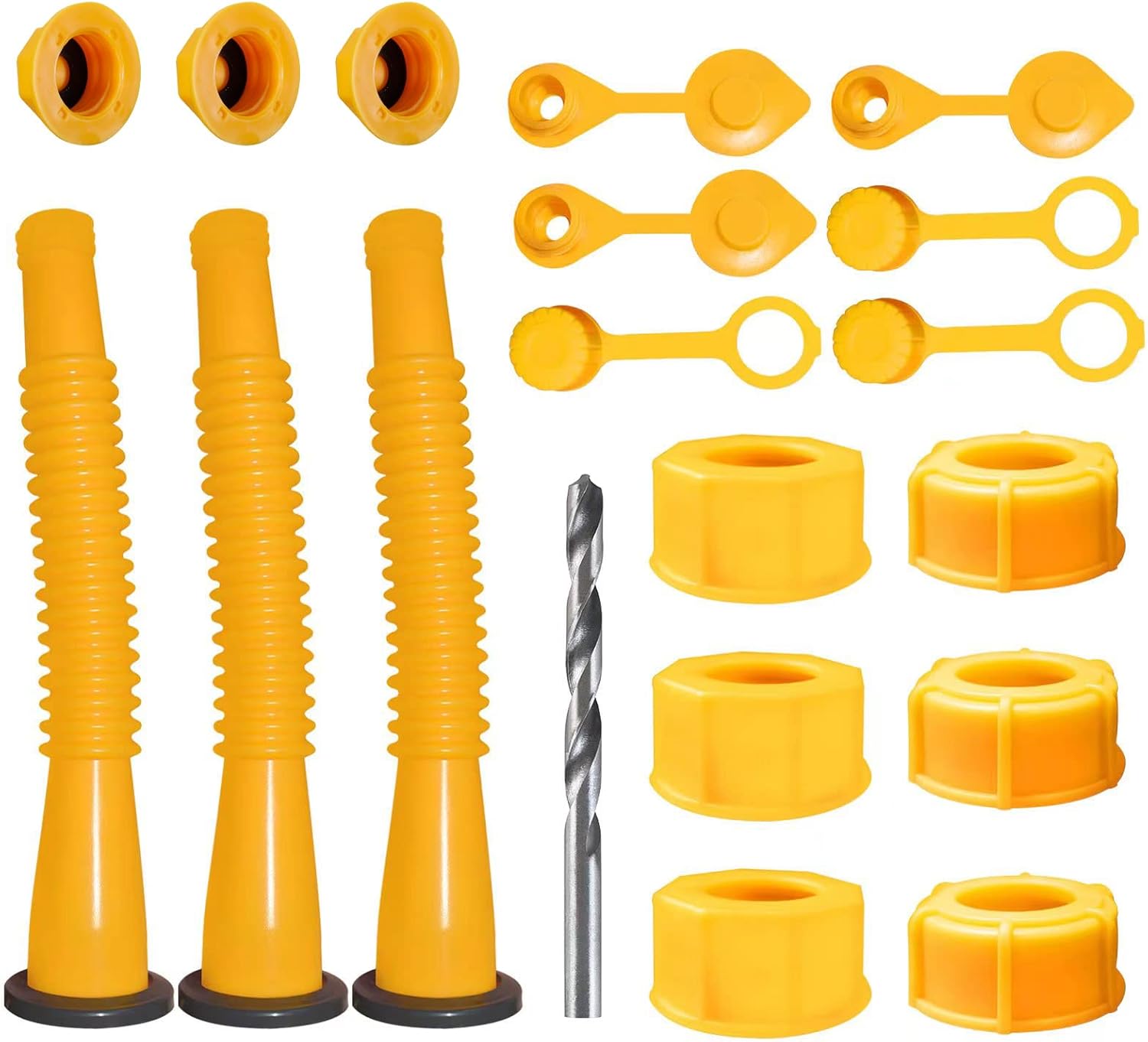 Gas Can Spout Replacement, Gas Can Nozzle Replacement (5 Kits-Yellow). for 1/2/5/10 gallon gas cans.