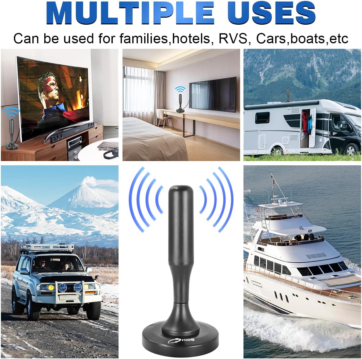 Digital TV Antenna, Supports 4K 1080P TV Indoor Outdoor