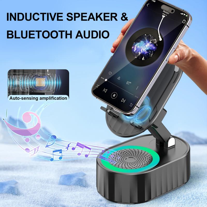 AKLLCCR Wireless Induction Audio Bluetooth Speaker 5in1 Phone Holder Emergency Rechargeable (3000mAh)