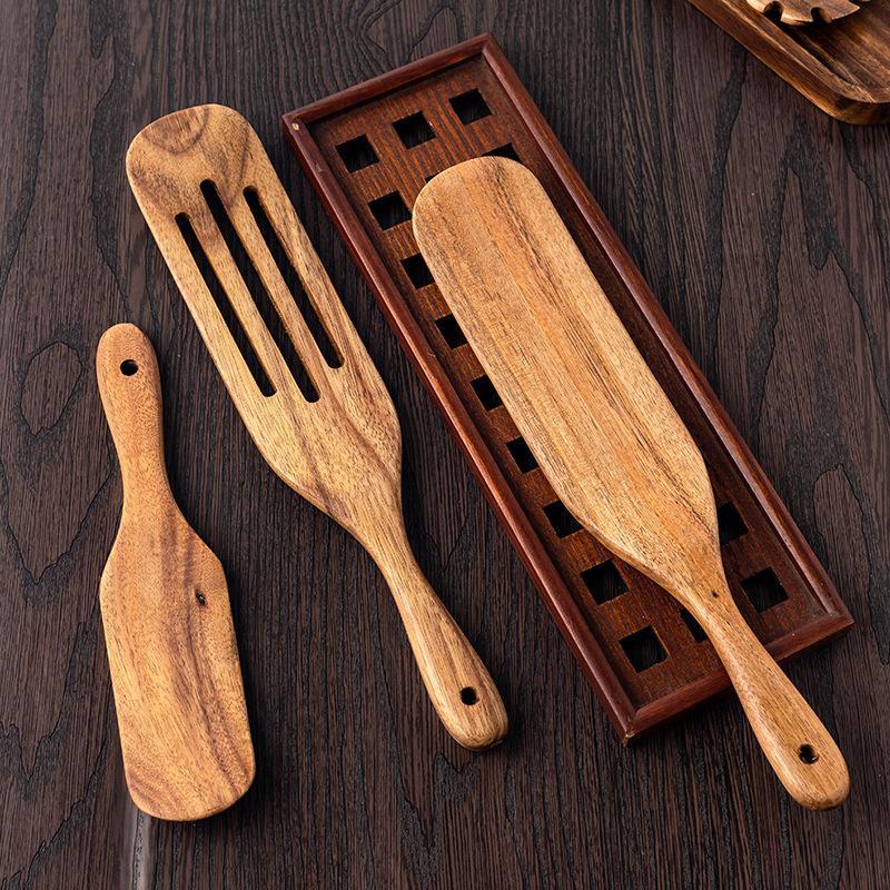 Wooden Spatula Set, Durable Wooden Stir-fry Spatulas,