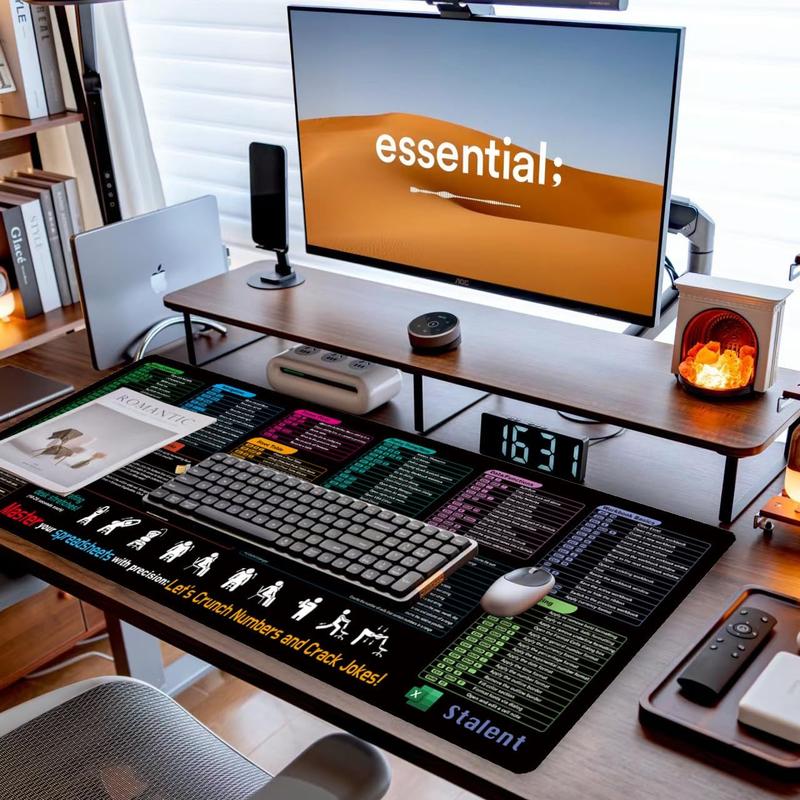 Excel Cheat Sheet Desk Mat, XL Extended Office PC Gaming Mat/Non-Slip Employee Appreciation Gifts