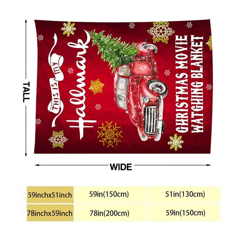 Christmas Car Pattern Blanket, Warm Napping Blanket for Home Office Travel Camping Dormitory
