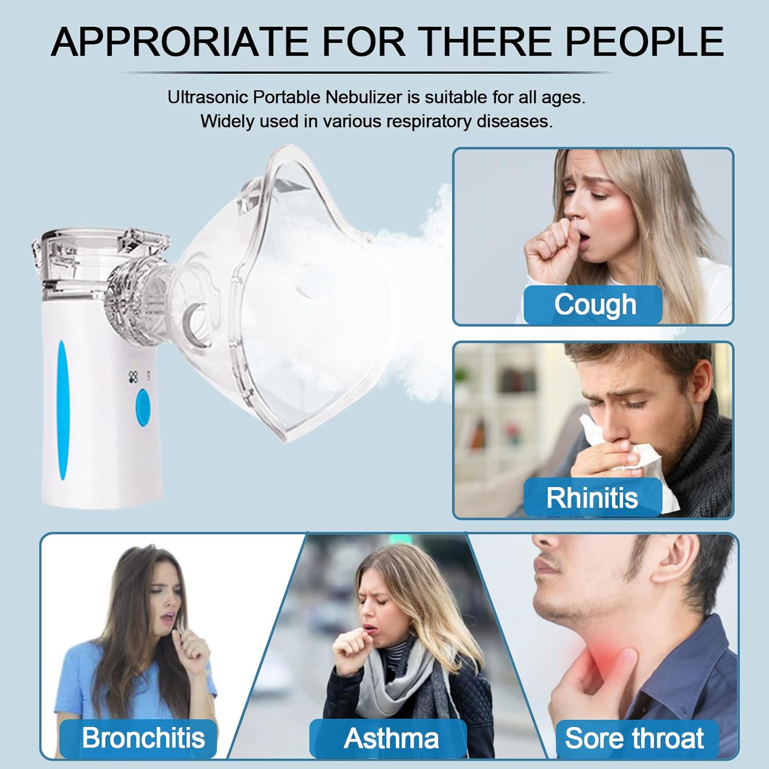 Portable Nebulizer - Nebulizers, Rechargeable Nebulizer Machine for Adults and Kids, Ultrasonic Nebulizer with Two Modes & Self-Cleaning Function for Breathing Problems, FSA and HSA Eligible