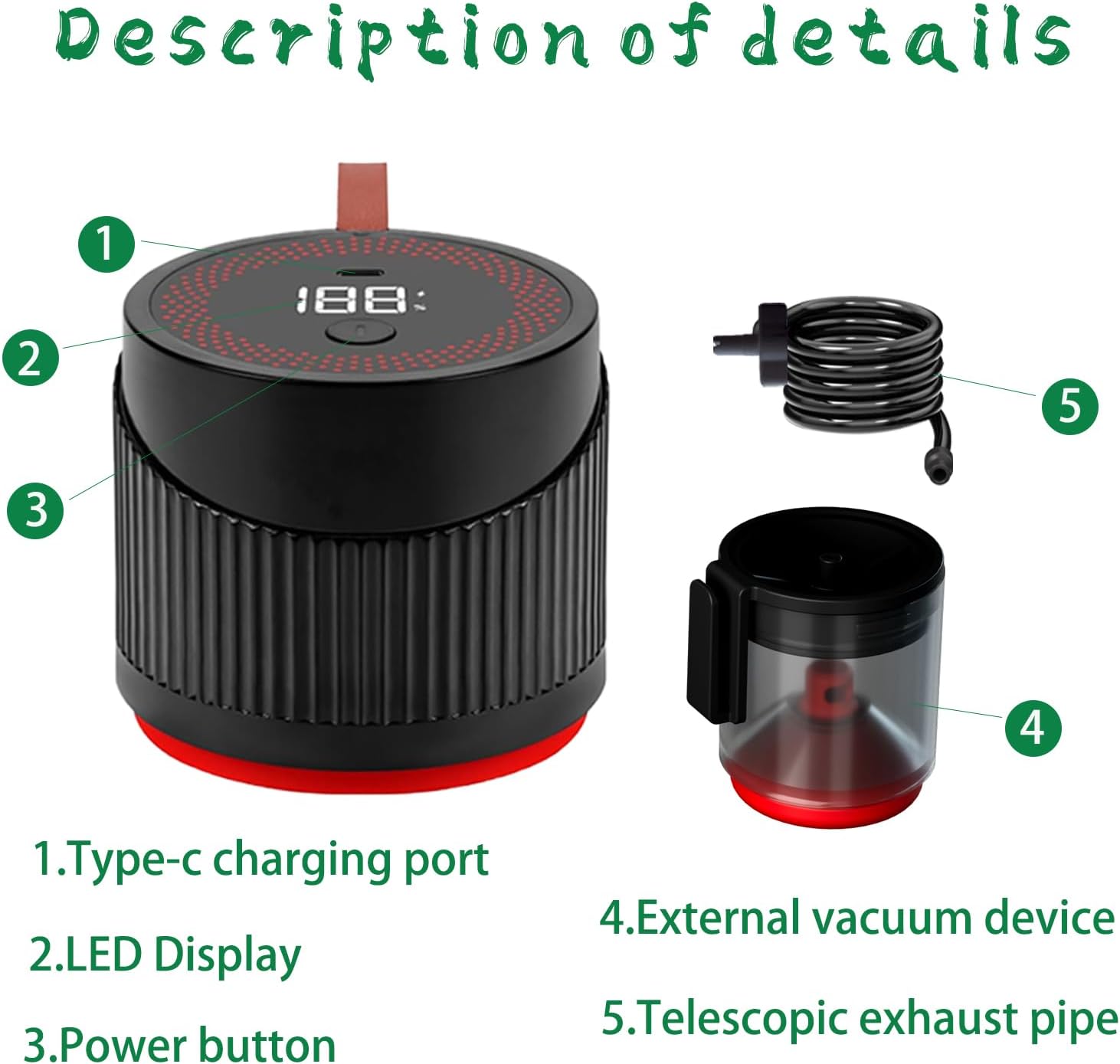 3 IN 1 Portable Automatic Mason Jar Vacuum Sealer Kit for Food Storage and Preservation