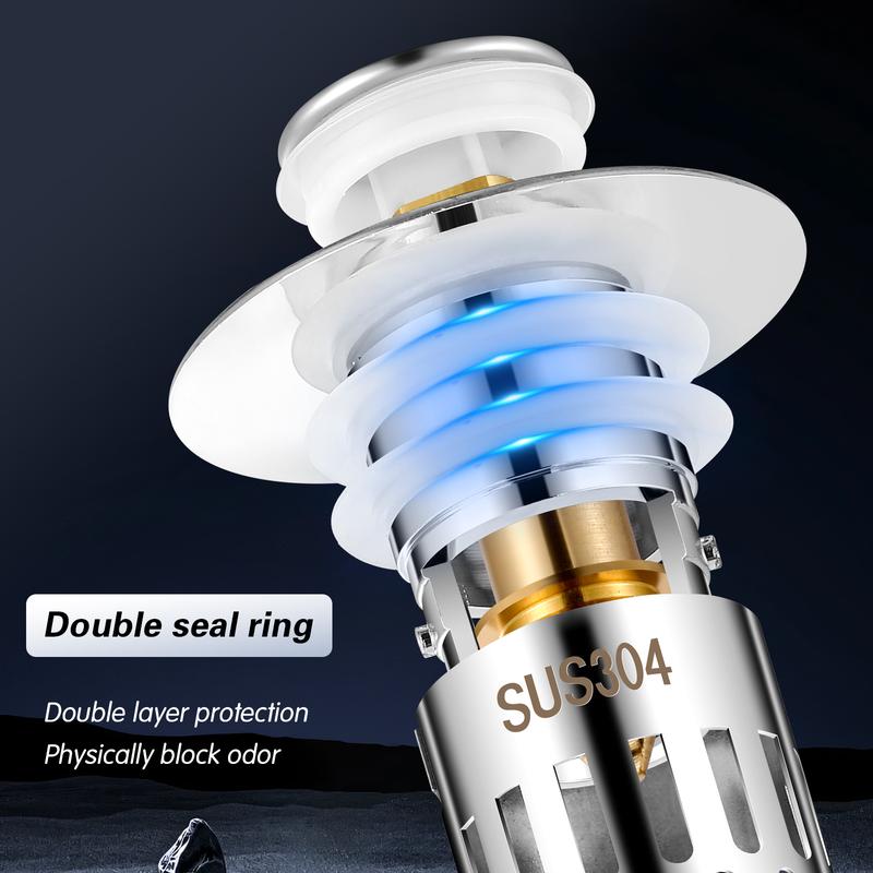 Universal Drain Cover Hair Filter for Sink Bathtub Shower, Stainless Steel Metal Pop Up Sink Stopper.