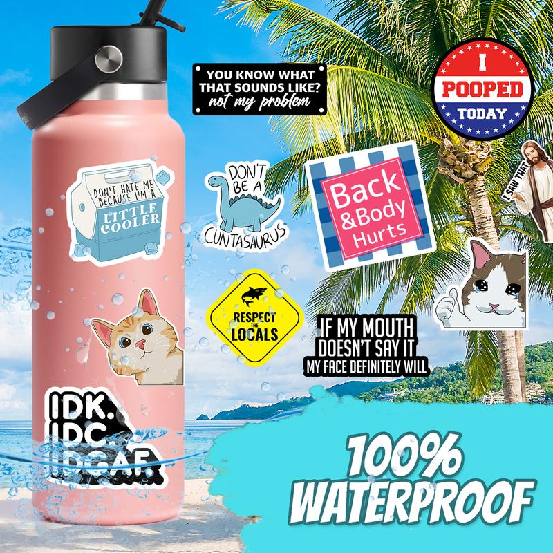 130 PCS Funny Hilarious Meme Stickers with Quotes for Laptop, Hard Hat, Work, Water Bottle, Computers - Vinyl Waterproof Decals, UV Resistant