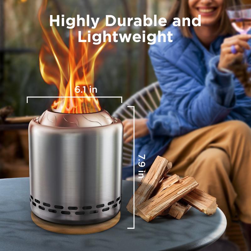 Stove Tabletop Fire Pit with Stand, Smokeless Stainless Steel Portable Fire Pit for Camping, Outdoor & Patio - Wood Burning/Pellet Fueled