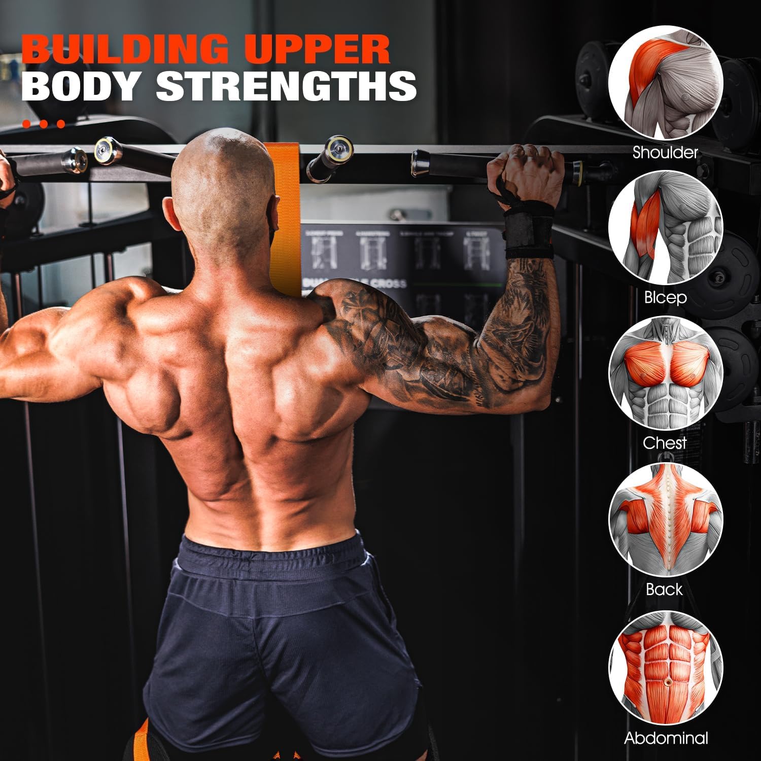 Pull Up Assistance Bands, Heavy Duty Resistance Band for Pull Up Bar, Adjustable Weight/Size