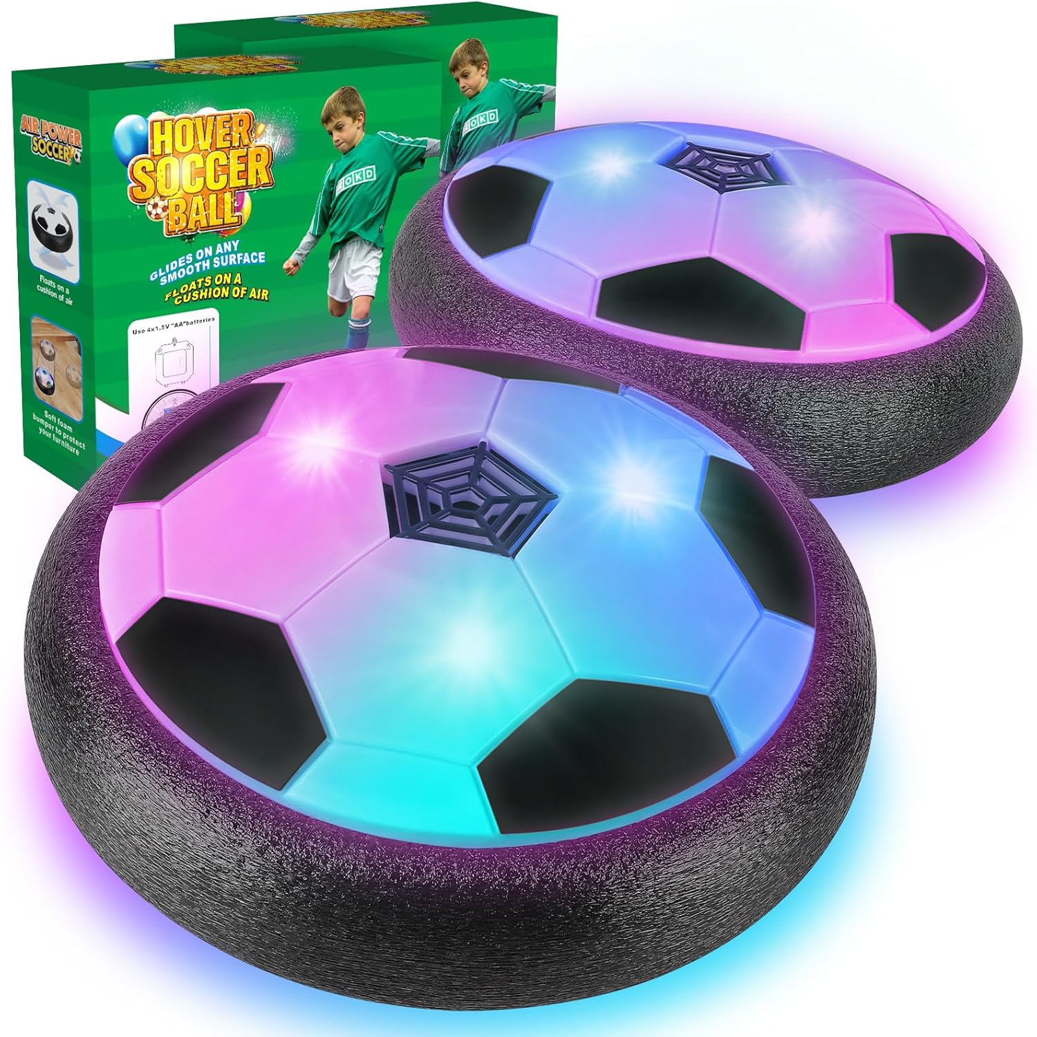 Indoor Hover Soccer Ball Game - LED Light Up Floating Ball for Kids, Perfect Birthday Present for Ages 3-12