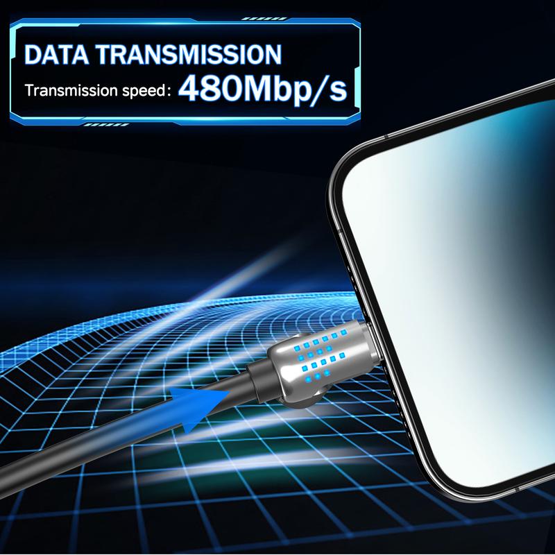 240W 4-in-1 USB-C Cable - PD 5A Fast Charging & Data Sync, Breathing Light, Aluminum Alloy Design, 4FT Silicone Cable,