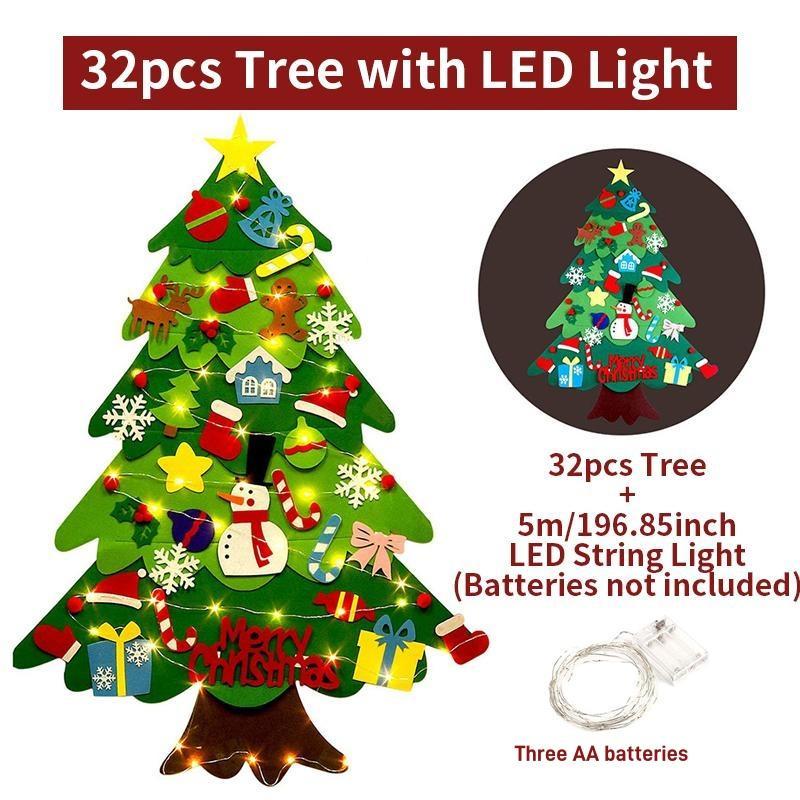 Felt Christmas Tree with Detachable Ornaments, 1 Set Hanging Xmas Tree Kit,