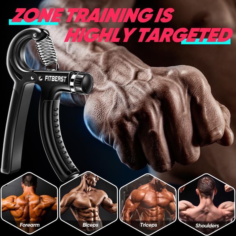 FitBeast Funny Hand Grip Strengthener Workout Kit (5 Pack) Forearm Grip Adjustable Resistance Hand Gripper, Finger Exerciser, Finger Stretcher, Grip Ring & Stress Relief Grip Ball for Athletes