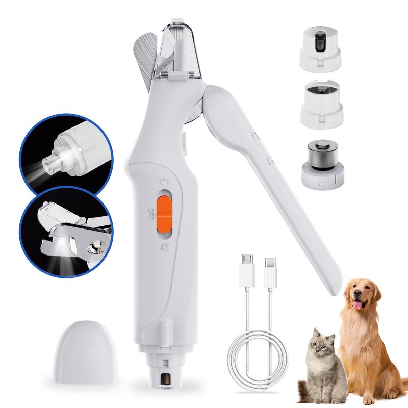 2-in-1 pet nail polisher, rechargeable, suitable for trimming toes and claws of dogs and cats of all sizes