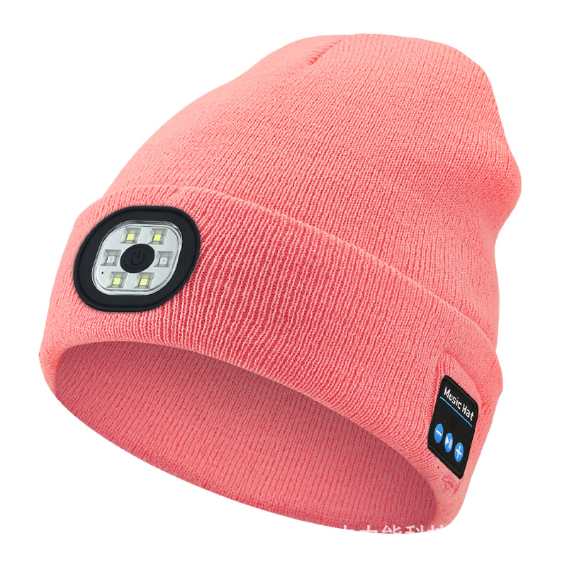 Bluetooth Beanie with LED Headlight and Removable Speakers,