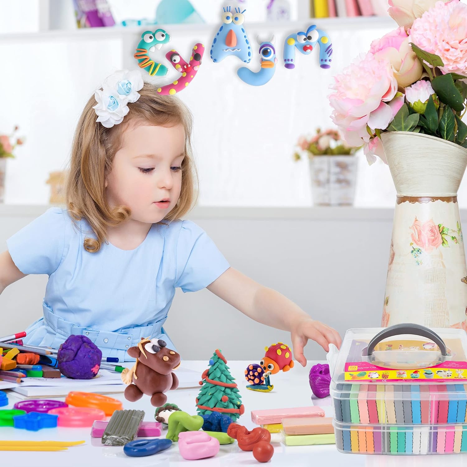 Lightweight Colored Clay Set, 50 Colors, DIY Crafts,