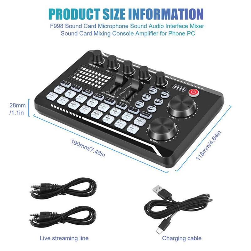 Live Sound Card with DJ Mixer Effects & Voice Changer, Multi-Application Podcast Production Studio Equipment, Sound Card for Streaming Podcasting Gaming