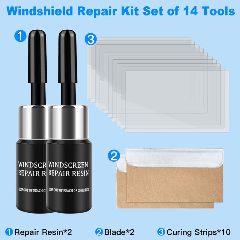 2025 Updated Windshield Repair Kit, Car Crack Kit Glass with Resin for Repairing Auto Glasses Windshield/Cracks/Chip/Bulls-Eye/Spider Web