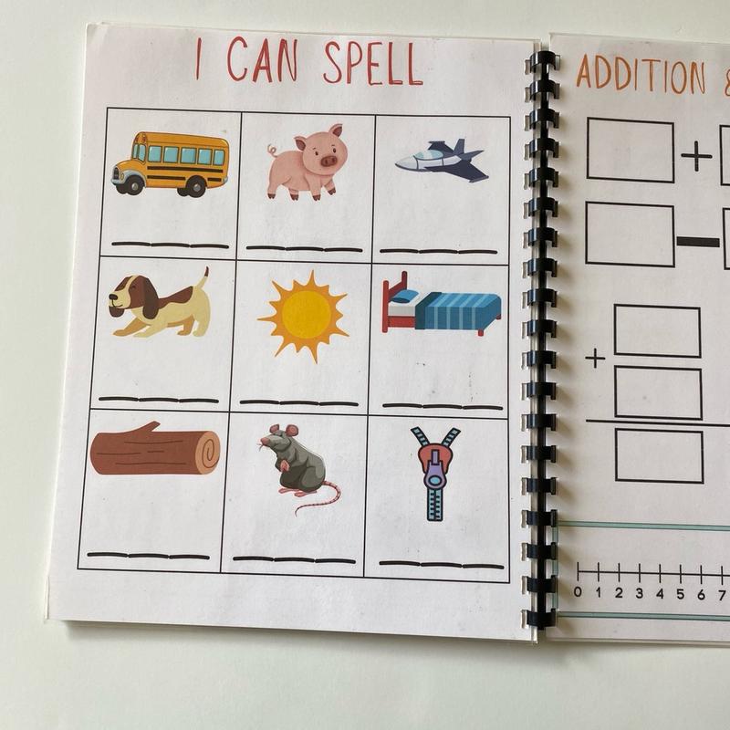 Kindergarten Learning Book - Alphabet Tracing, Letter Tracing, Shapes, Sight Words, Counting, Adding, Subtracting, Rhyming, Time Telling and More