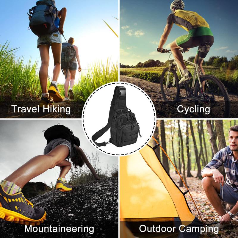 Tactical Shoulder Sling Bag Small Outdoor Chest Pack Backpack（Bring a Velcro national flag.）