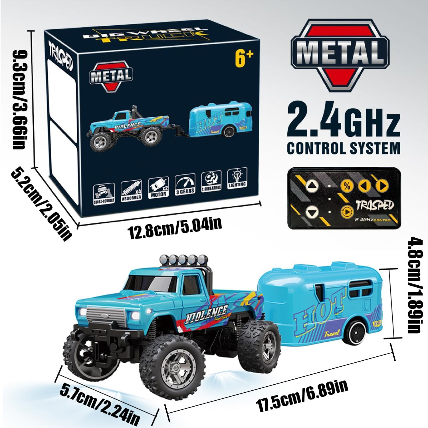 2.4GHz Remote Control All-Terrain Vehicle, 3-Speed Adjustable, USB-C Rechargeable,