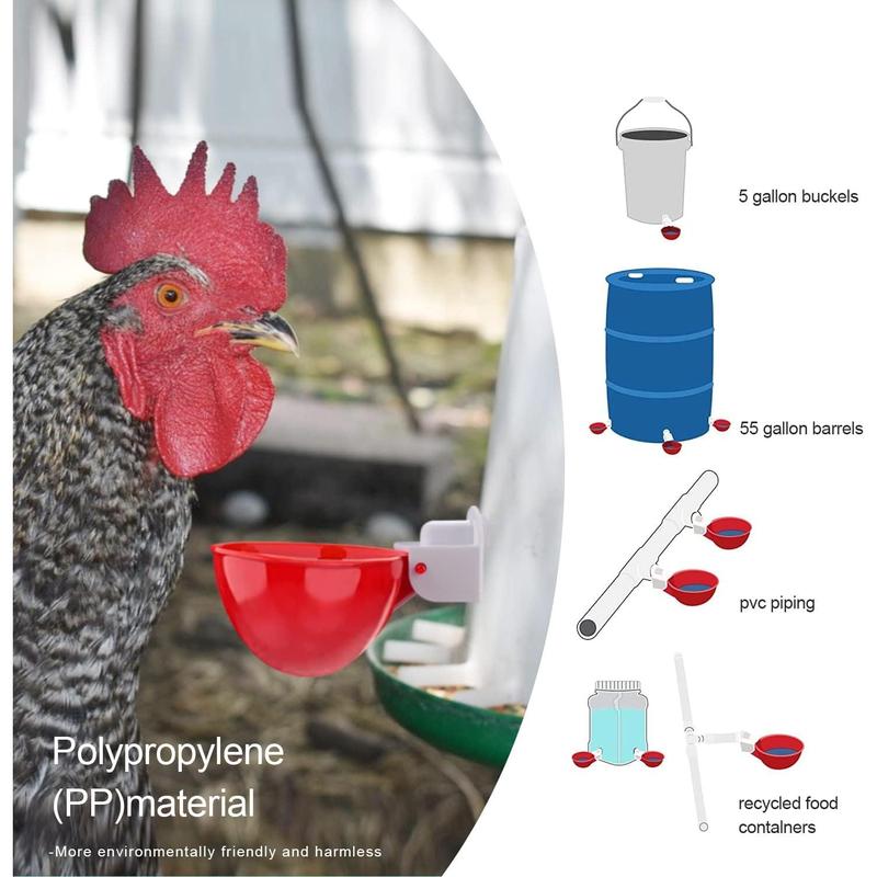 6 Packs Chicken Watering Cups, with Mounting Hole Opener