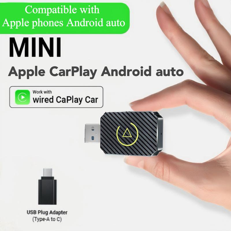 2-in-1 Wireless CarPlay & Android Auto Adapter, Wireless Apple CarPlay Adapter for Factory Wired Cars