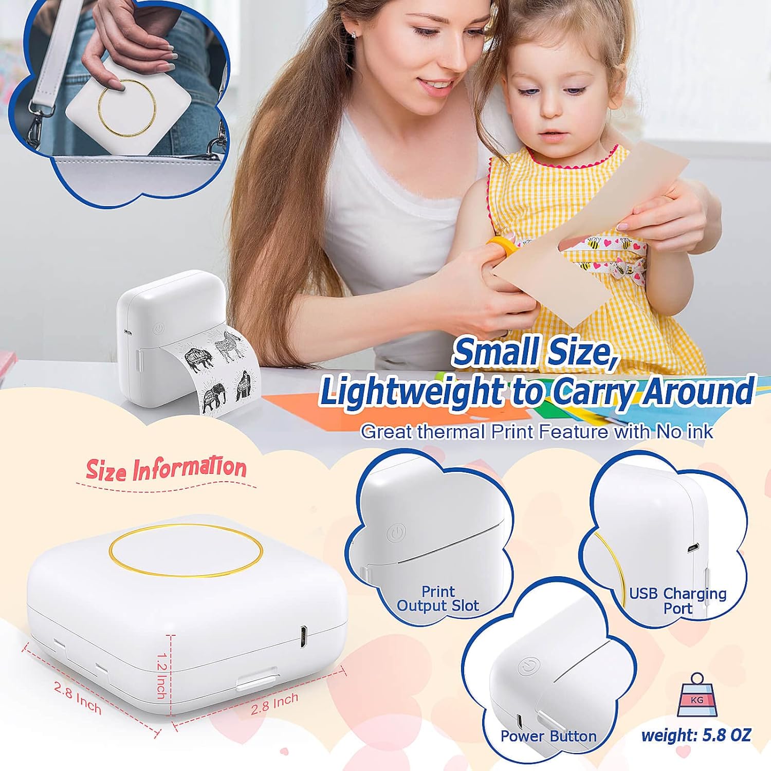 USB Portable Mini Photo Printer,