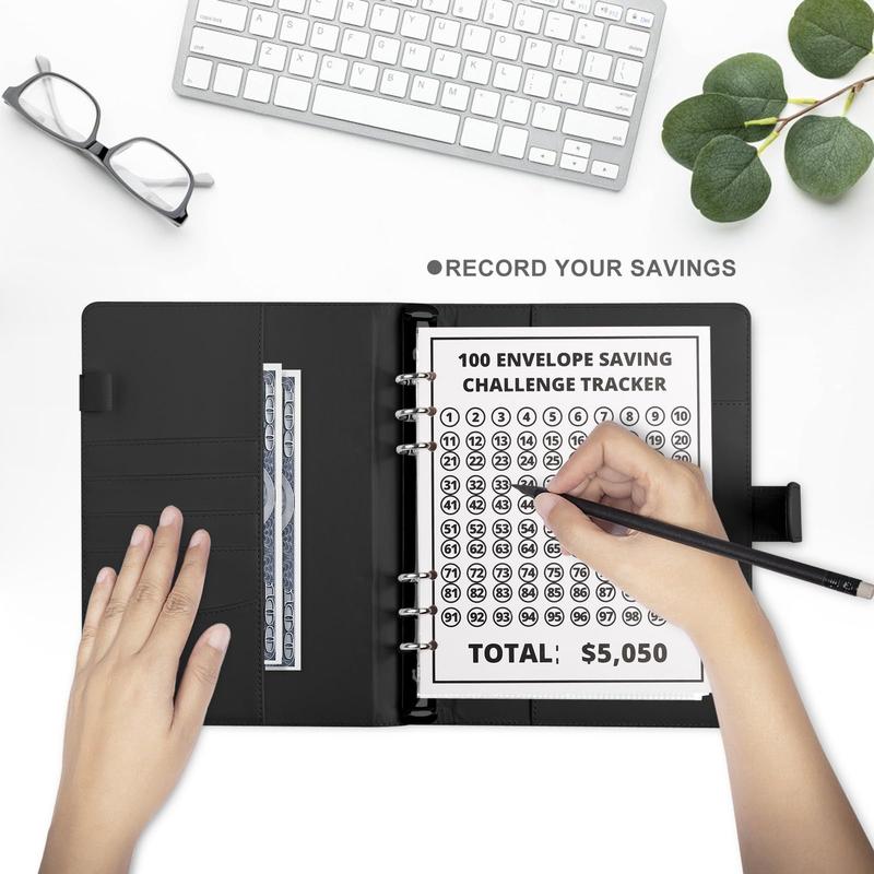 100 Envelopes Money Saving Challenge - A5 Money Saver Budget Binder Book with Cash Envelopes and Numbers,