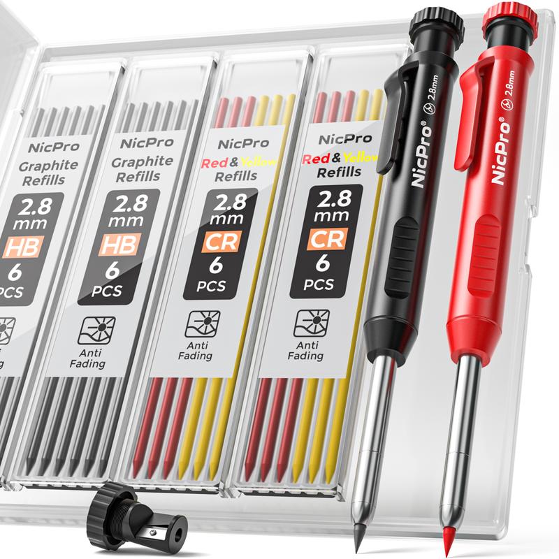 Deep Hole Marker for Construction, with Sharpener,