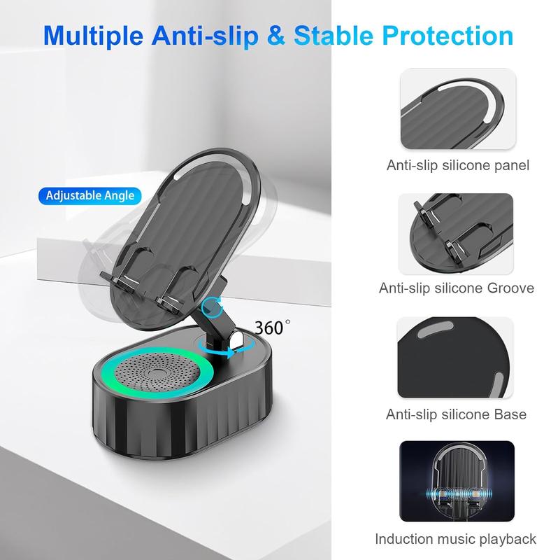 AKLLCCR Wireless Induction Audio Bluetooth Speaker 5in1 Phone Holder Emergency Rechargeable (3000mAh)