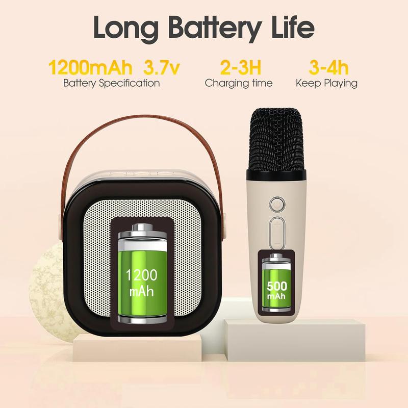 Mini karaoke machine with microphone sound system, portable karaoke machine with 2 wireless microphones,