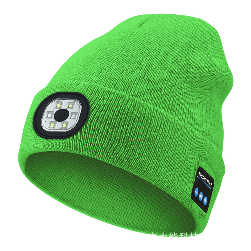 Bluetooth Beanie with LED Headlight and Removable Speakers,