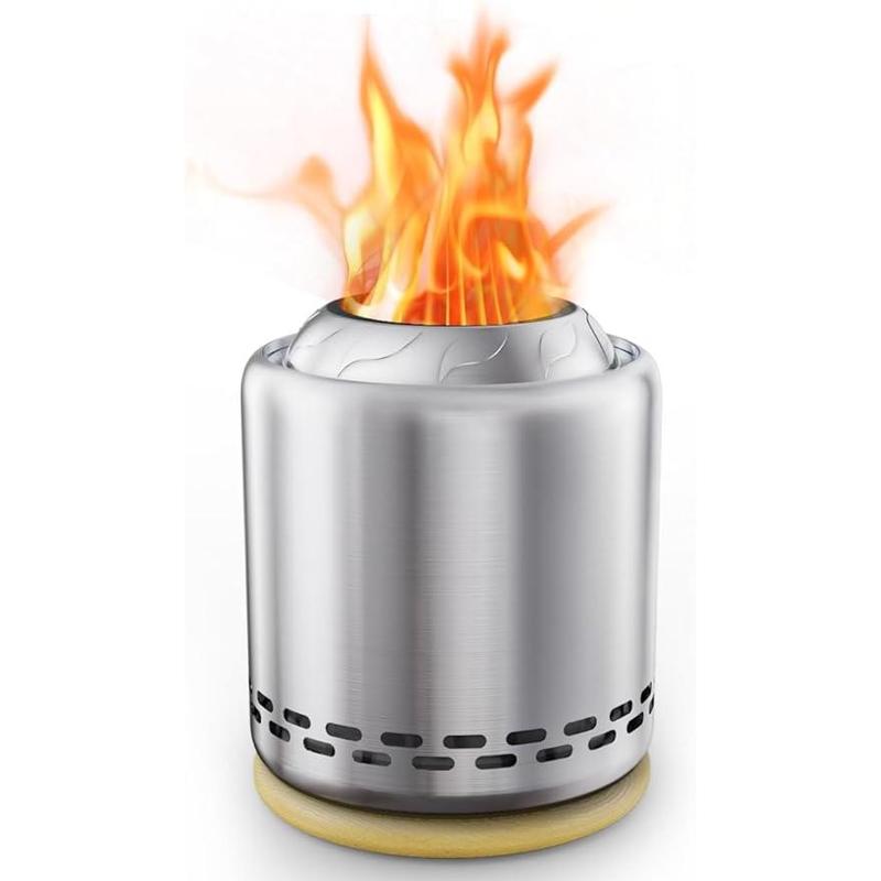 Stove Tabletop Fire Pit with Stand, Smokeless Stainless Steel Portable Fire Pit for Camping, Outdoor & Patio - Wood Burning/Pellet Fueled