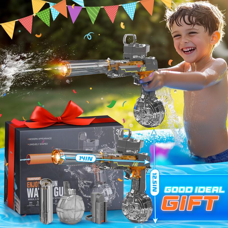 Electric Water Blaster with LED Lights, , Long Range Shoot Reach 26-35ft, High Powered IP67 Waterproof