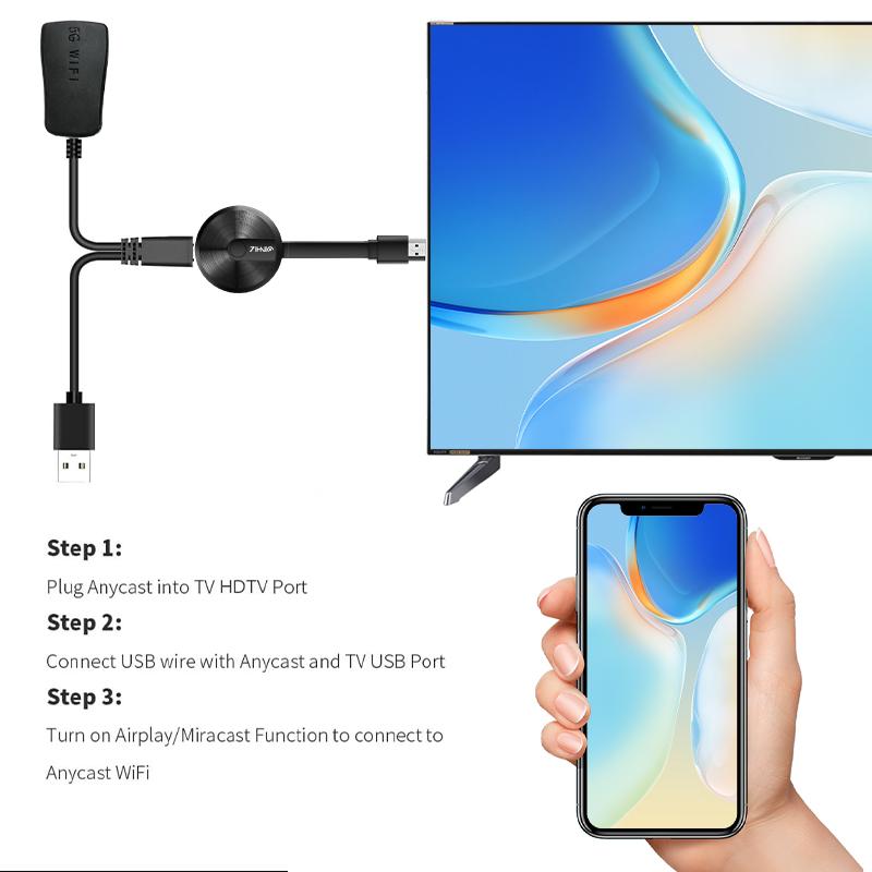 ZIHNIC Wireless Screen Projector HD TV Monitor Portable Mobile Phone Connection TV Monitor HD Wireless 5G 4K Horizontal and Vertical Screen Connector