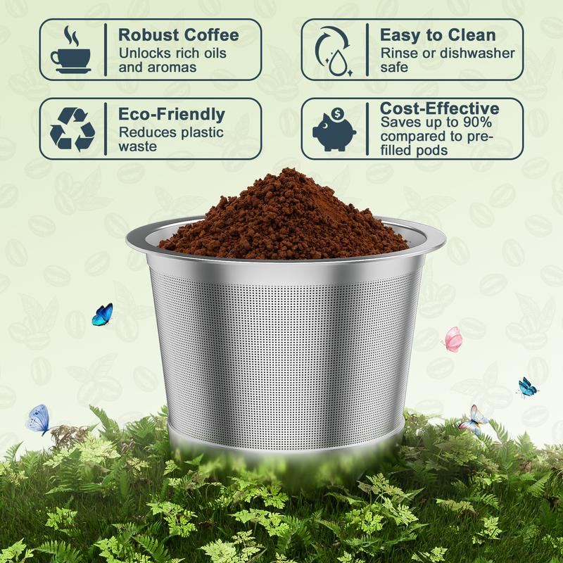 Nessus Reusable K Cup for Keurig 1.0 Stainless Steel Refillable K Cups with Heat Resistant Handles & Coffee Scoop, NO BPA