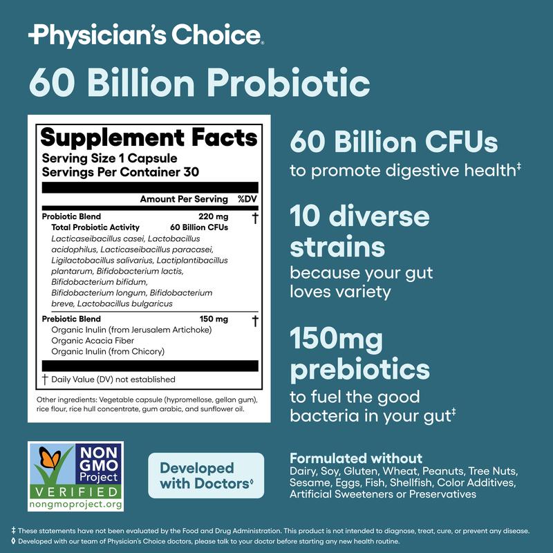Physician's Choice Hack your Tummy Bundle: Digestive Enzymes & 60 Billion Probiotic - Digestion, Immune & Bloating Support for Men & Women