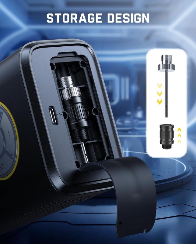 Portable Tire Inflator - Smart ON/OFF Hose Design
