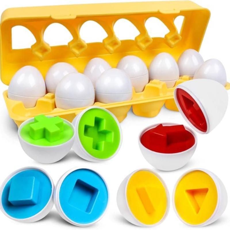 Egg Sensory Toy, Colors and Shapes Sorter Puzzle, Early Education Toys for Color & Shape Learning Recognizing & Matching, Sensory Preschool Cognition Toys
