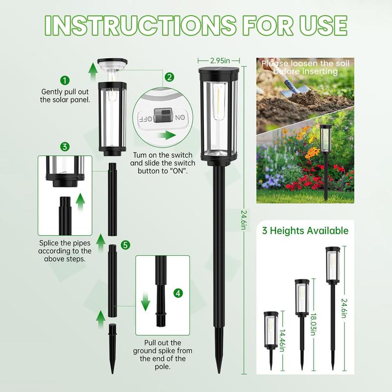 olar Outdoor Garden Street Lights, Outdoor Solar Lights for Driveways, Lawns, Patios, Sidewalks, Courtyards
