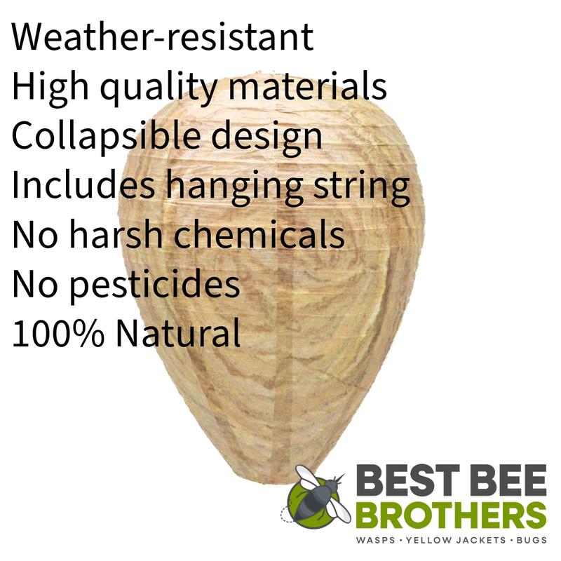 Best Bee Brothers Natural Wasp Deterrent Hives Pack of 4 - Protect Your Yard from territorial wasps