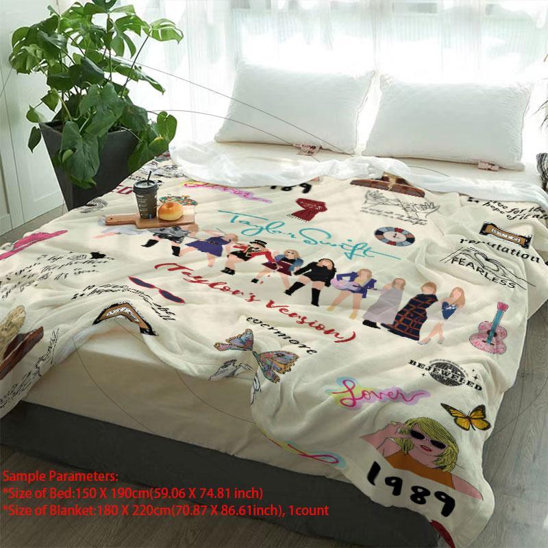 Letter & Girls Pattern Flannel Blanket,