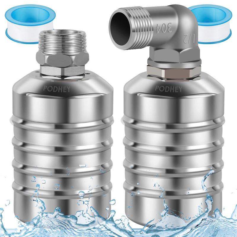 2Pcs Water Level Control Float Valve 304 Stainless Steel Fully Automatic Mini Floating Ball Valve Auto Shut Off Water Tank Controller Valve (1/2
