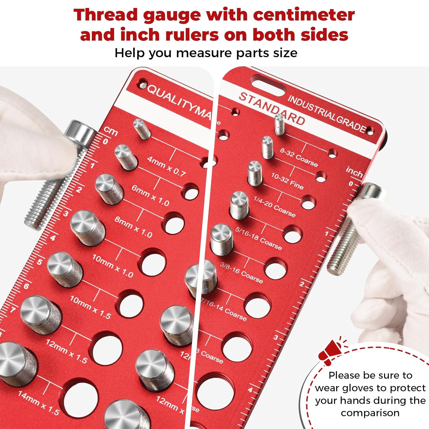 42 Nut and Bolt Thread Checker - 19 Standard and 15 Metric Bolt Checker and 8 Drill Bit Gauge,Bolt Size and Thread Gauge,Wall-Mountable Bolt and Nut Identifier Gauge