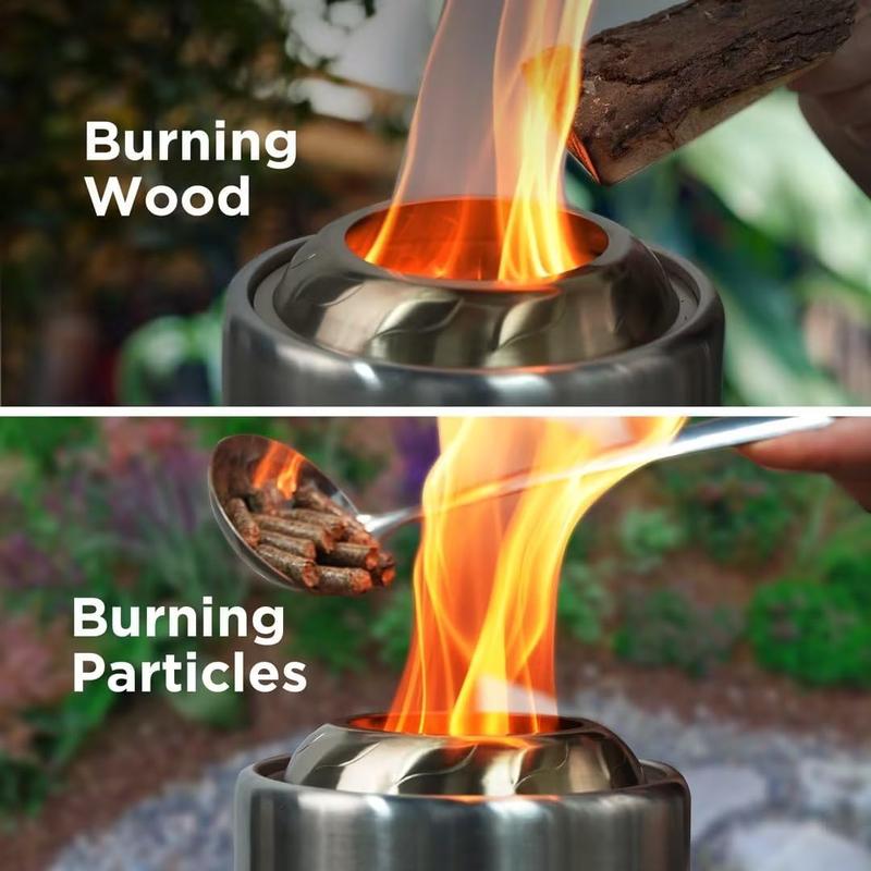 Stove Tabletop Fire Pit with Stand, Smokeless Stainless Steel Portable Fire Pit for Camping, Outdoor & Patio - Wood Burning/Pellet Fueled