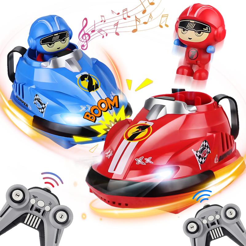 Remote Control Bumper Cars for Kids, 2 Pack RC Car Toys Switchable Speeds with Music & Lights,